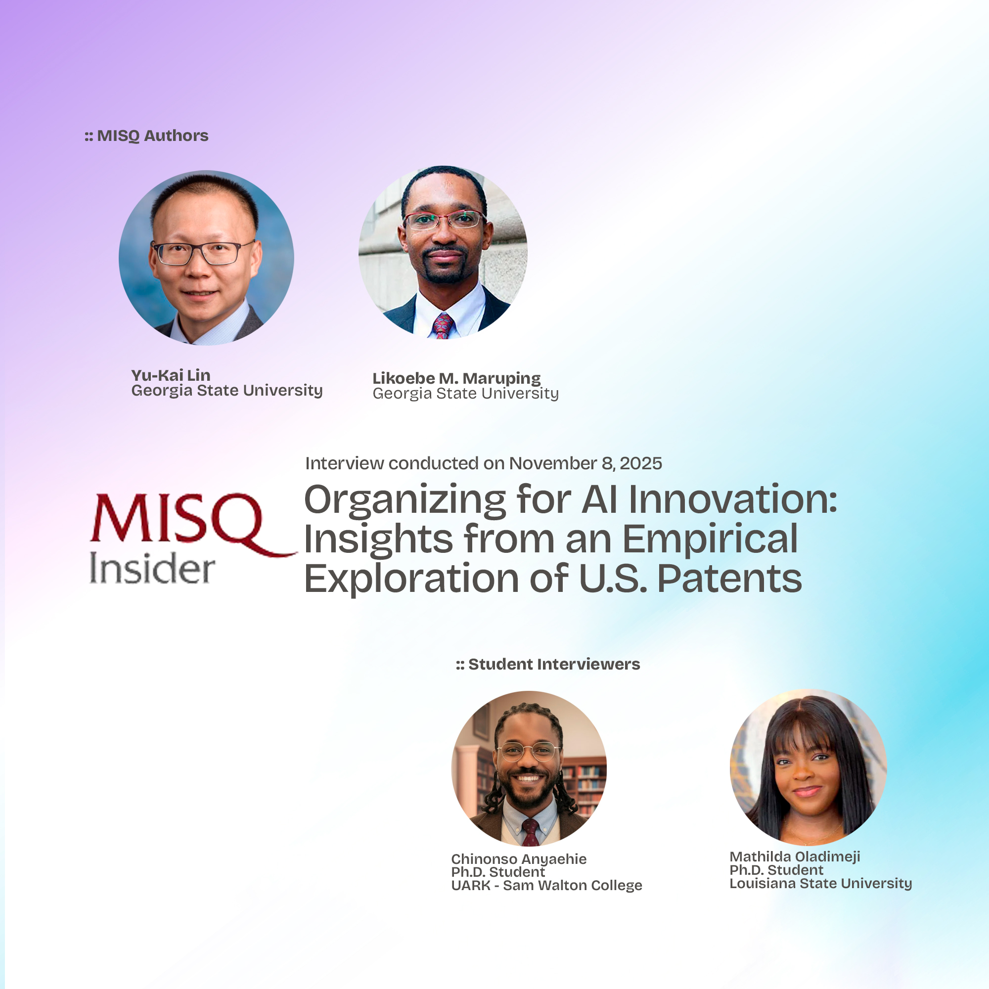 Organizing for AI Innovation: An MISQ Insider Interview with Lin & Maruping